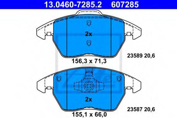 Комплект тормозных колодок, дисковый тормоз ATE 13.0460-7285.2