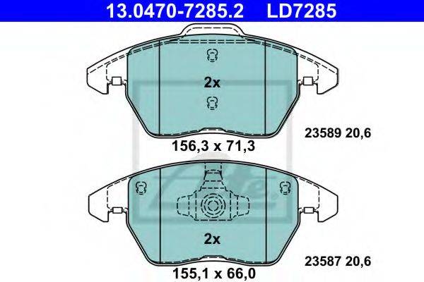 Комплект тормозных колодок, дисковый тормоз ATE 13.0470-7285.2