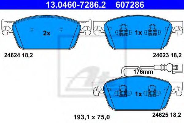 Комплект тормозных колодок, дисковый тормоз ATE 13.0460-7286.2