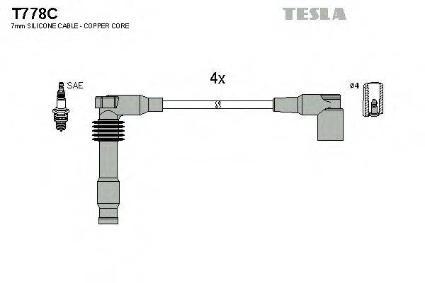 Комплект дротів запалення TESLA T778C