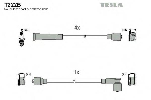 Комплект проводов зажигания TESLA T222B