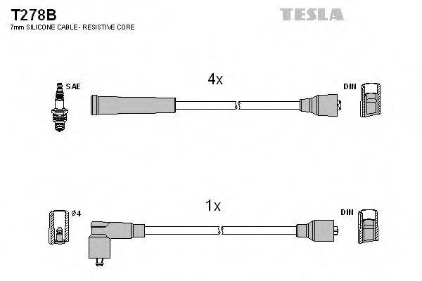 Комплект проводов зажигания TESLA T278B