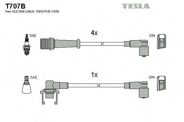 Комплект проводов зажигания TESLA T707B