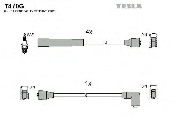 Комплект проводов зажигания TESLA T470G