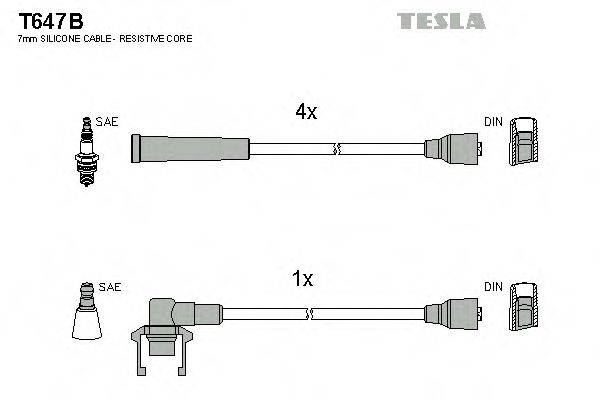 Комплект проводов зажигания TESLA T647B