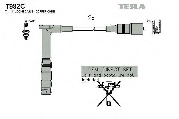 Комплект проводов зажигания TESLA T982C
