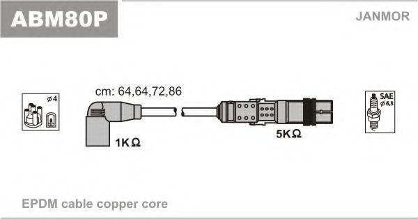 Комплект проводов зажигания JANMOR ABM80P
