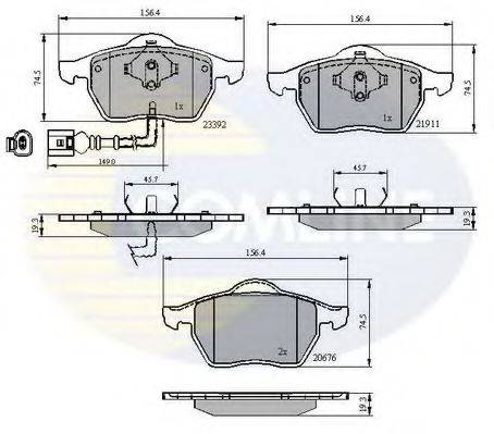 Комплект гальмівних колодок, дискове гальмо COMLINE CBP11111