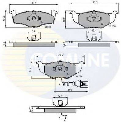Комплект тормозных колодок, дисковый тормоз COMLINE CBP1707