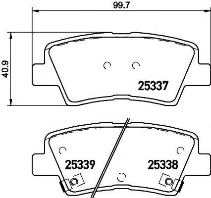Комплект гальмівних колодок, дискове гальмо HELLA PAGID 8DB 355 019-981