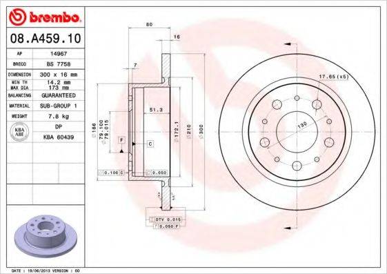 Тормозной диск BREMBO 08.A459.10