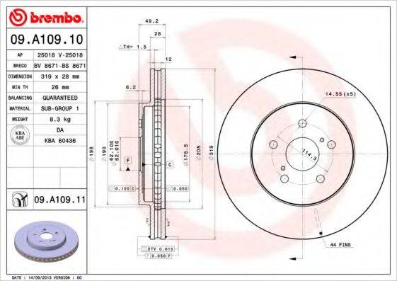 Тормозной диск BREMBO 09.A109.10