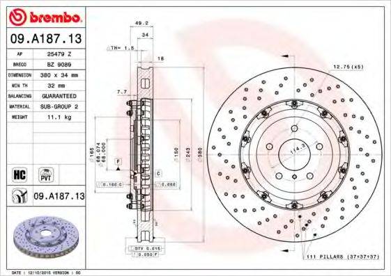 Тормозной диск BREMBO 09.A187.13
