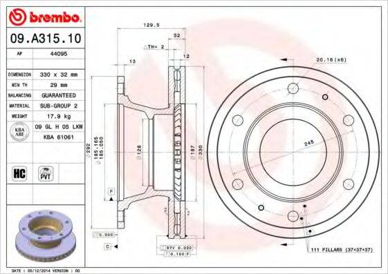 Тормозной диск BREMBO 09.A315.10