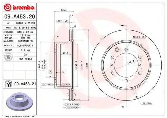 Тормозной диск BREMBO 09.A453.21
