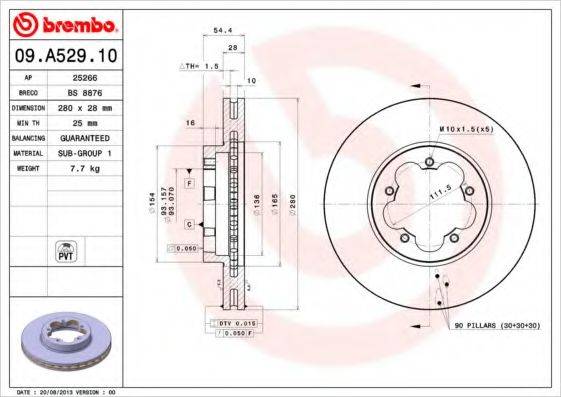 гальмівний диск BREMBO 09.A529.10