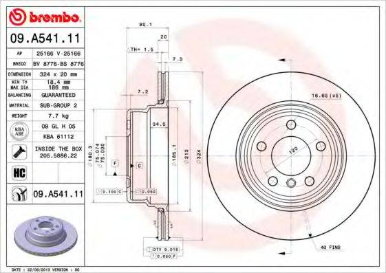 гальмівний диск BREMBO 09.A541.11