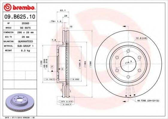 Тормозной диск BREMBO 09.B625.10
