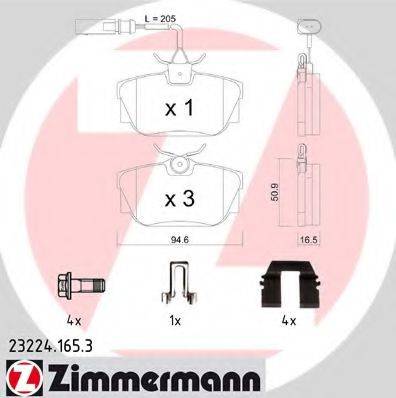 Комплект тормозных колодок, дисковый тормоз ZIMMERMANN 23224.165.3