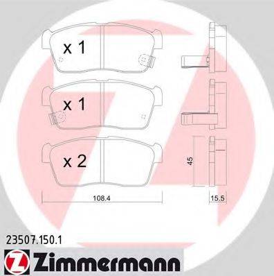 Комплект тормозных колодок, дисковый тормоз ZIMMERMANN 23507.150.1