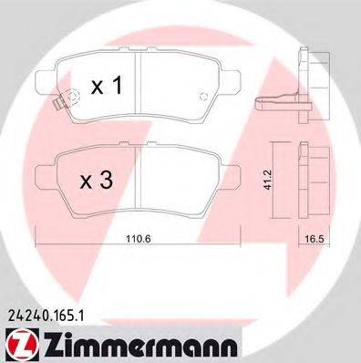 Комплект гальмівних колодок, дискове гальмо ZIMMERMANN 24240.165.1