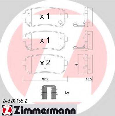 Комплект тормозных колодок, дисковый тормоз ZIMMERMANN 24320.155.2