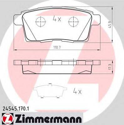 Комплект тормозных колодок, дисковый тормоз ZIMMERMANN 24545.170.1