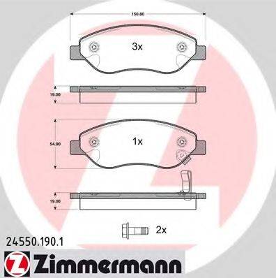 Комплект гальмівних колодок, дискове гальмо ZIMMERMANN 24550.190.1