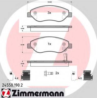 Комплект гальмівних колодок, дискове гальмо ZIMMERMANN 24550.190.2