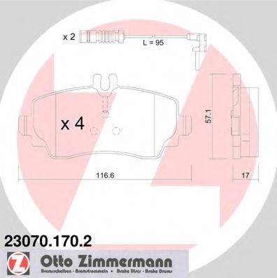 Комплект тормозных колодок, дисковый тормоз ZIMMERMANN 23070.170.2