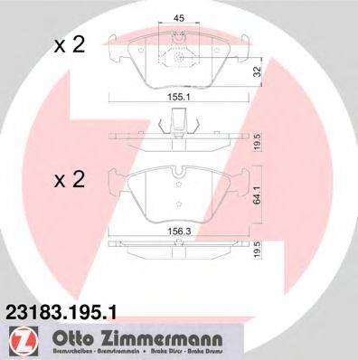 Комплект тормозных колодок, дисковый тормоз ZIMMERMANN 23183.195.1