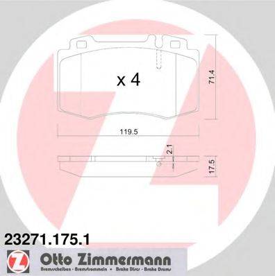 Комплект гальмівних колодок, дискове гальмо ZIMMERMANN 23271.175.1