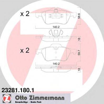 Комплект гальмівних колодок, дискове гальмо ZIMMERMANN 23281.180.1