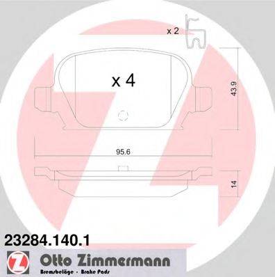 Комплект гальмівних колодок, дискове гальмо ZIMMERMANN 23284.140.1