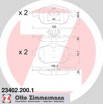 Комплект тормозных колодок, дисковый тормоз ZIMMERMANN 23402.200.1