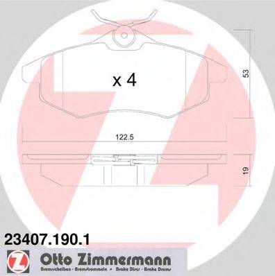 Комплект тормозных колодок, дисковый тормоз ZIMMERMANN 23407.190.1