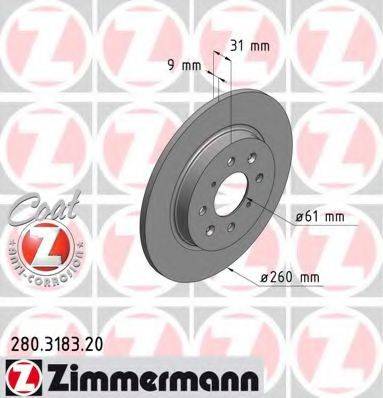 Тормозной диск ZIMMERMANN 280.3183.20