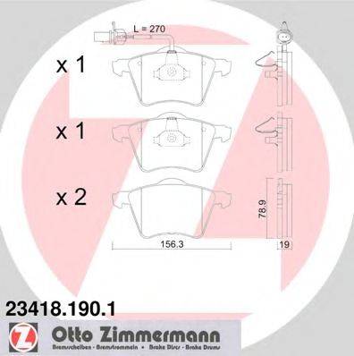 Комплект тормозных колодок, дисковый тормоз ZIMMERMANN 23418.190.1