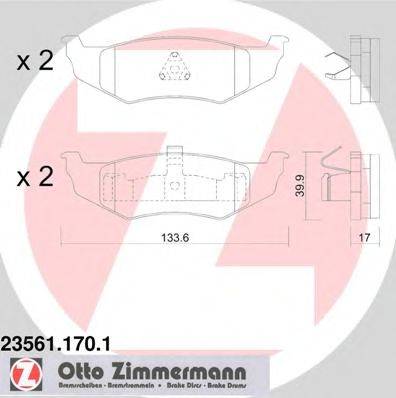 Комплект тормозных колодок, дисковый тормоз ZIMMERMANN 23561.170.1