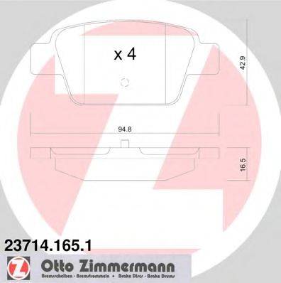 Комплект тормозных колодок, дисковый тормоз ZIMMERMANN 23714.165.1