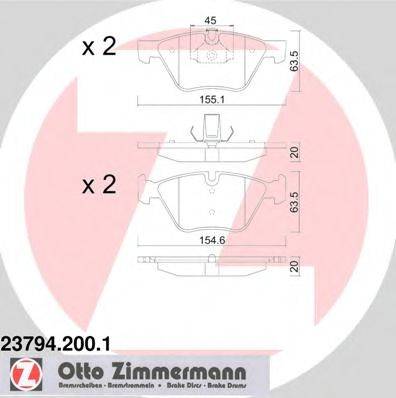 Комплект гальмівних колодок, дискове гальмо ZIMMERMANN 23794.200.1