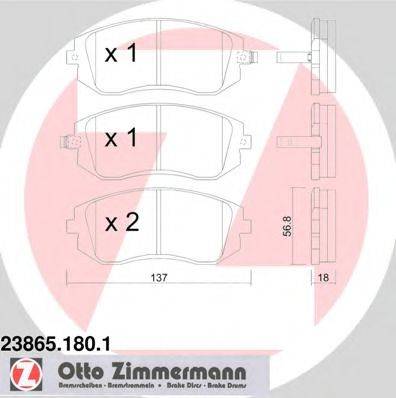 Комплект тормозных колодок, дисковый тормоз ZIMMERMANN 23865.180.1