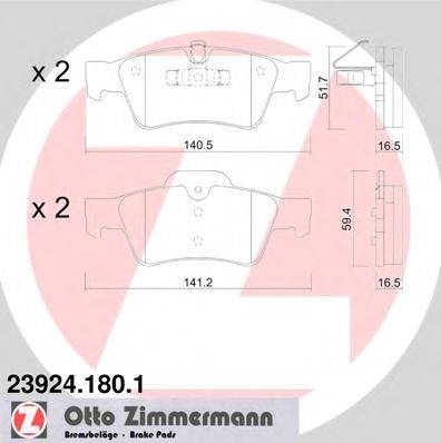 Комплект тормозных колодок, дисковый тормоз ZIMMERMANN 23924.180.1