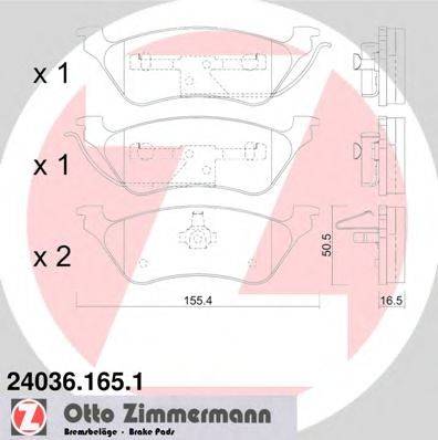 Комплект тормозных колодок, дисковый тормоз ZIMMERMANN 24036.165.1