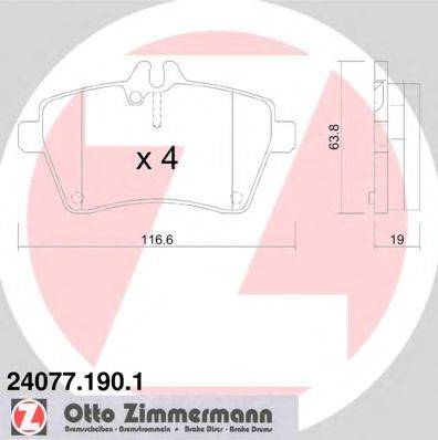 Комплект тормозных колодок, дисковый тормоз ZIMMERMANN 24077.190.1
