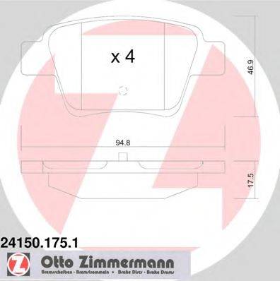 Комплект тормозных колодок, дисковый тормоз ZIMMERMANN 24150.175.1