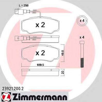 Комплект тормозных колодок, дисковый тормоз ZIMMERMANN 23921.200.2