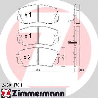 Комплект тормозных колодок, дисковый тормоз ZIMMERMANN 24501.170.1