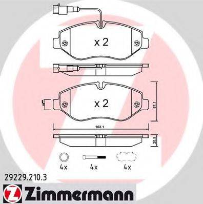 Комплект тормозных колодок, дисковый тормоз ZIMMERMANN 29229.210.3