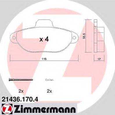 Комплект тормозных колодок, дисковый тормоз ZIMMERMANN 21436.170.4